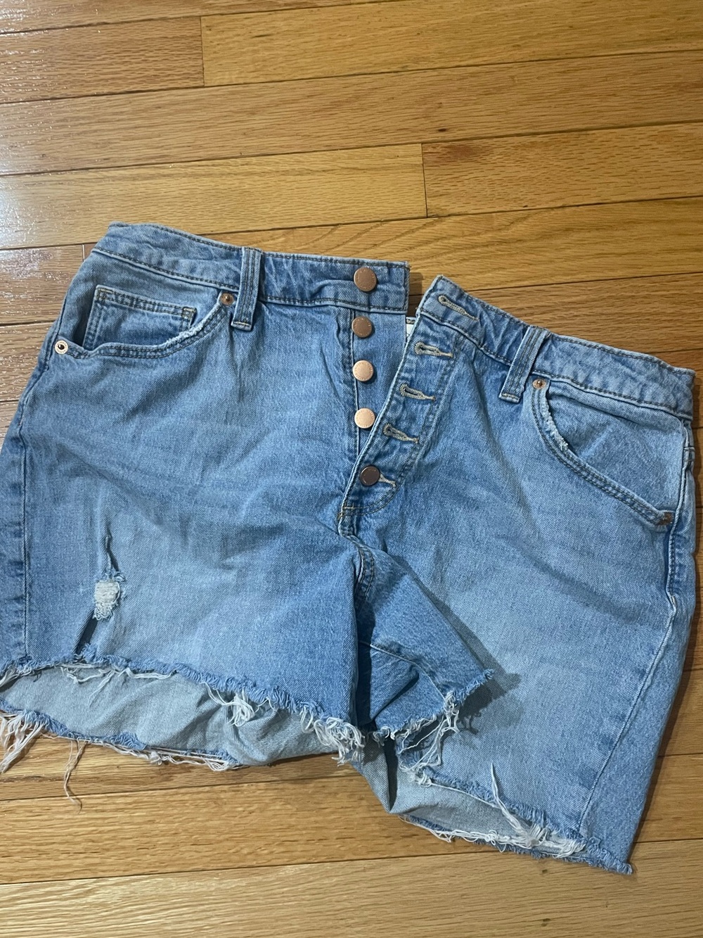 Universal Thread Light Blue Distressed High-Rise Denim Shorts